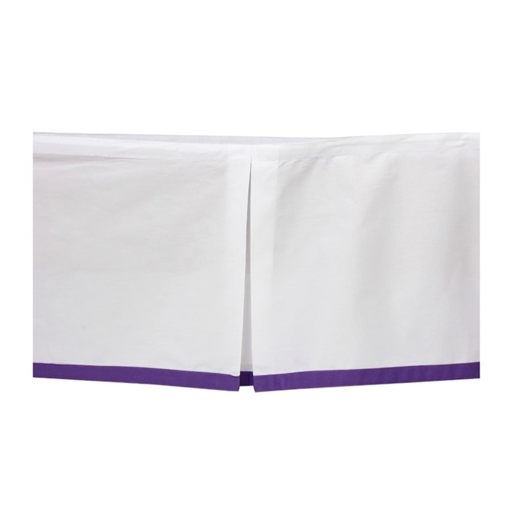 Bacati Crib Skirt Toddler Bed Skirt Cotton 13 In Drop White Purple Border Band - Picture 2 of 9